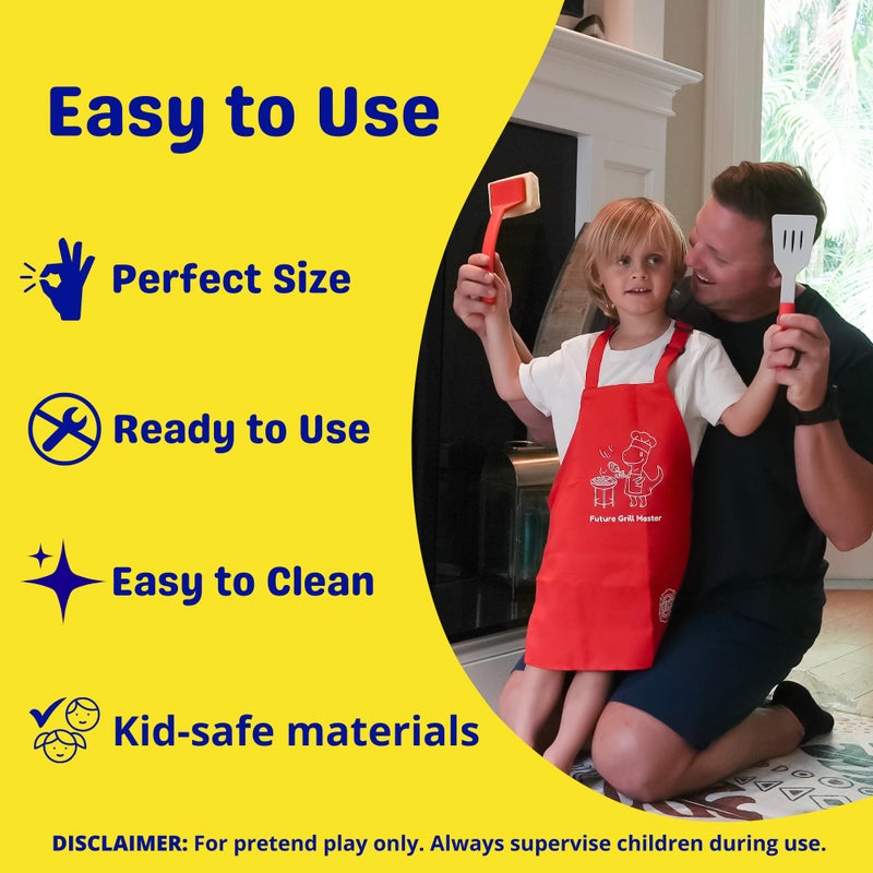 Grill Rescue Kids BBQ Grill Toy Set - Includes Grill Rescue Brush, Spatula, & Apron - Realistic Pretend Play BBQ Tools for Boys & Girls - Fun Role Play Toy for Little Chefs & Grill Masters - Image 5